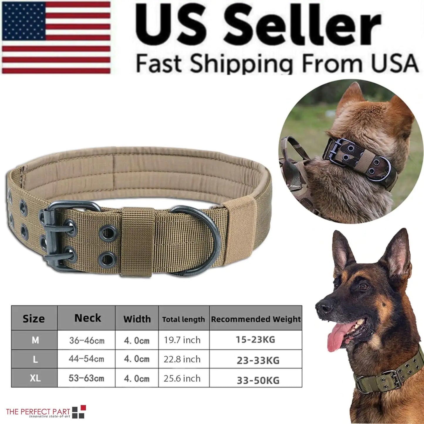 2″ Wide Tactical Dog Collar with Handle