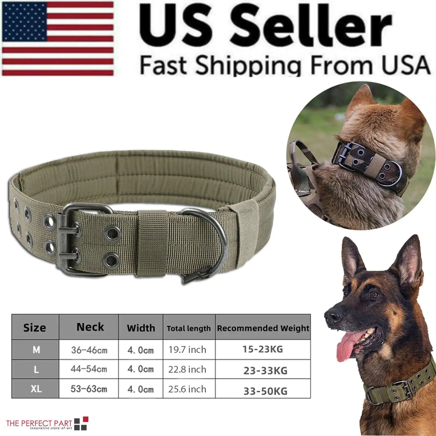 2″ Wide Tactical Dog Collar with Handle